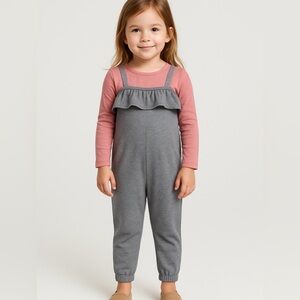 Cat & Jack Gray Ruffle Knit Jumpsuit – Size 4T